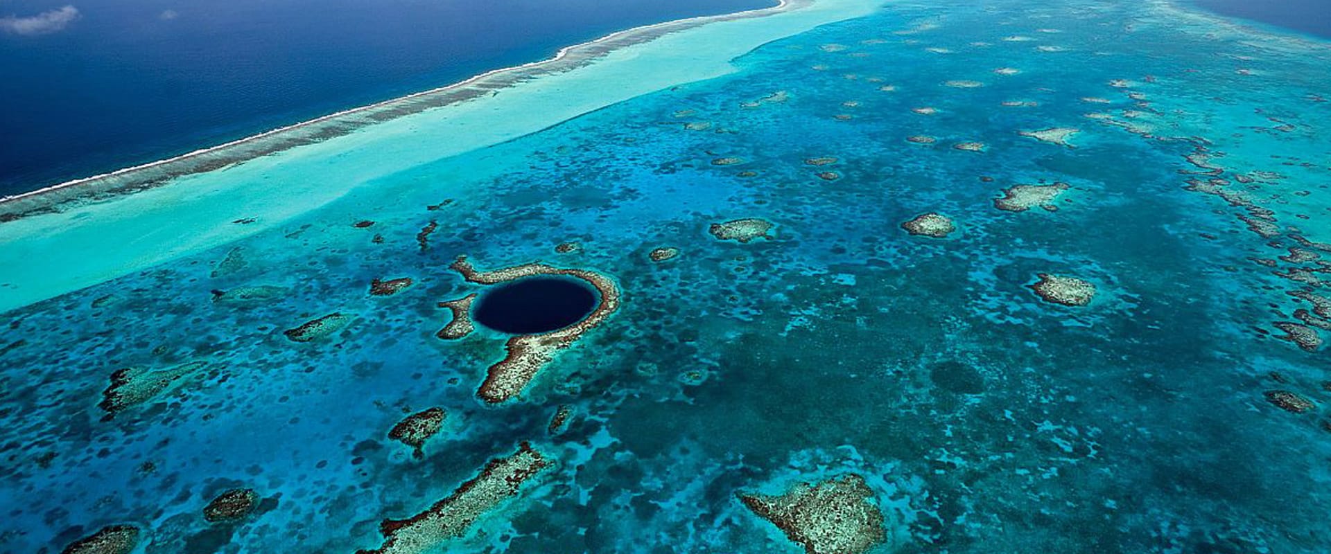 Aerial over Belize's Great Blue Hole
