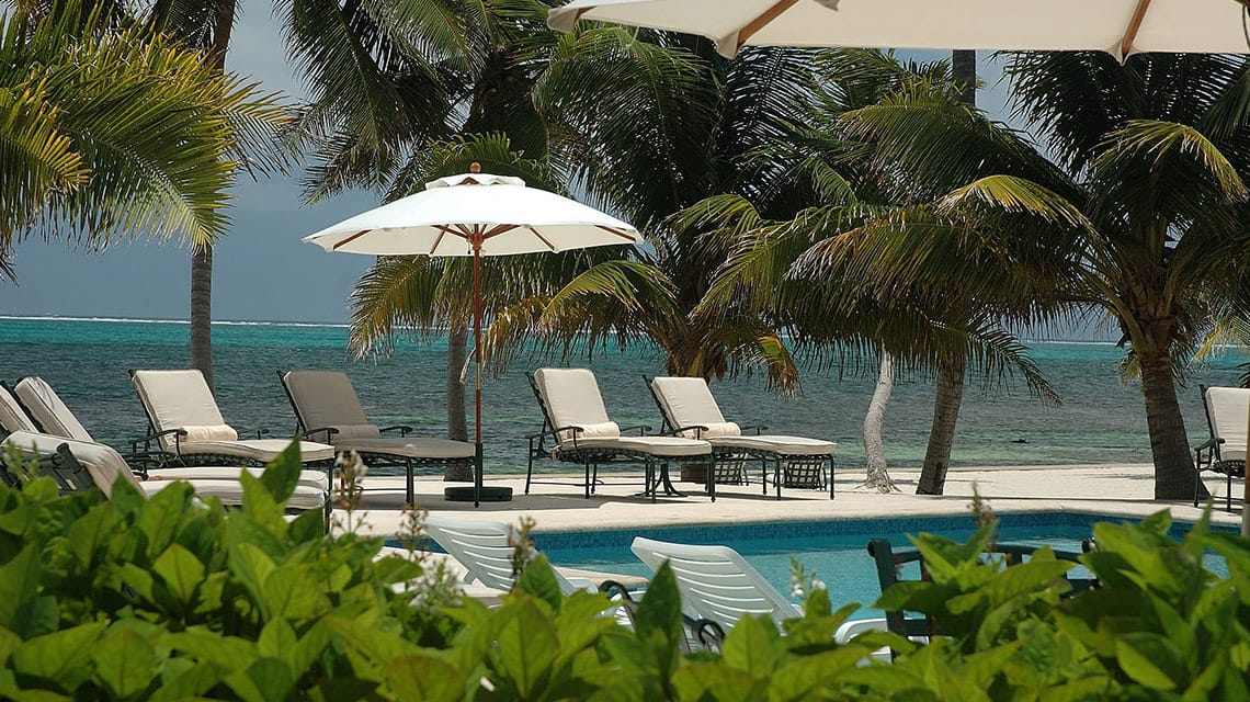 Beach front pool at Victoria House Resort and Spa, Belize