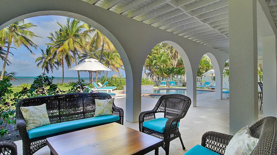 Outdoor patio in Casa Azul at Victoria House Resort and Spa, Belize