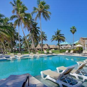 Beach front pool at Victoria House Resort and Spa, Belize