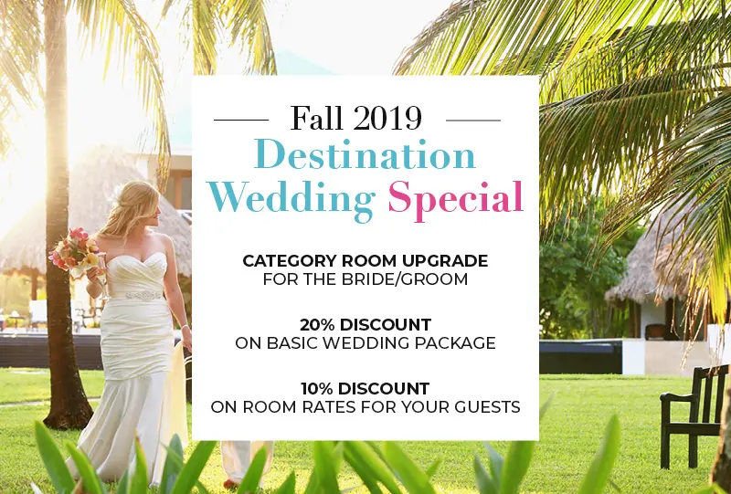 Bride at Victoria House Resort and Spa with Fall 2019 Destination Wedding Special text